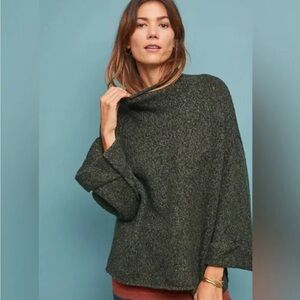 Anthropologie Moth Dark Forest Green Mock Neck Sweater XS